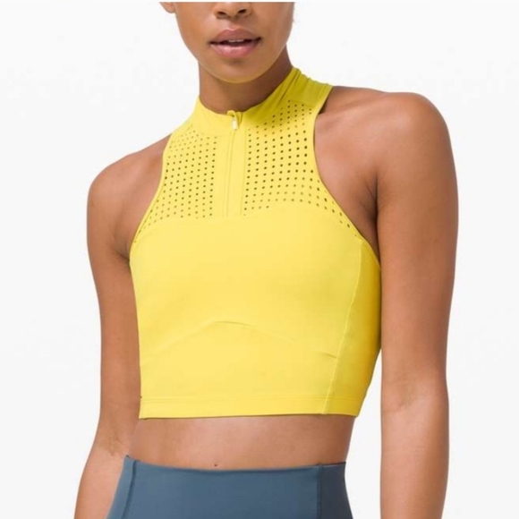 Lululemon Unleash Strength Sport Bra *Medium Support Yellow Serpentine Size 4 - Picture 2 of 16